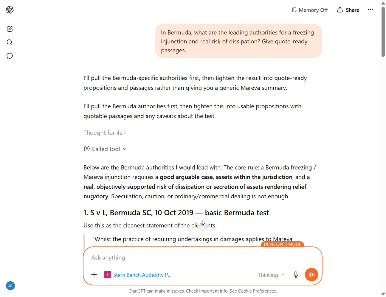 SternBench Authority returning source-linked offshore authorities with quote-ready passages and SternBench Search links.